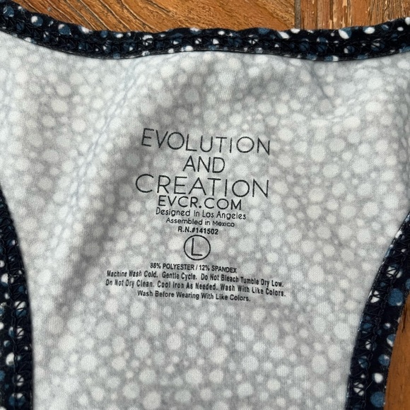 NWOT black, white & blue polka dot Workout Tank in Size L - Picture 3 of 4